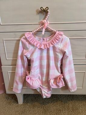 Pink Gingham Ruffle One-Piece Swimsuit